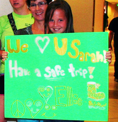 Ellie's send-off sign